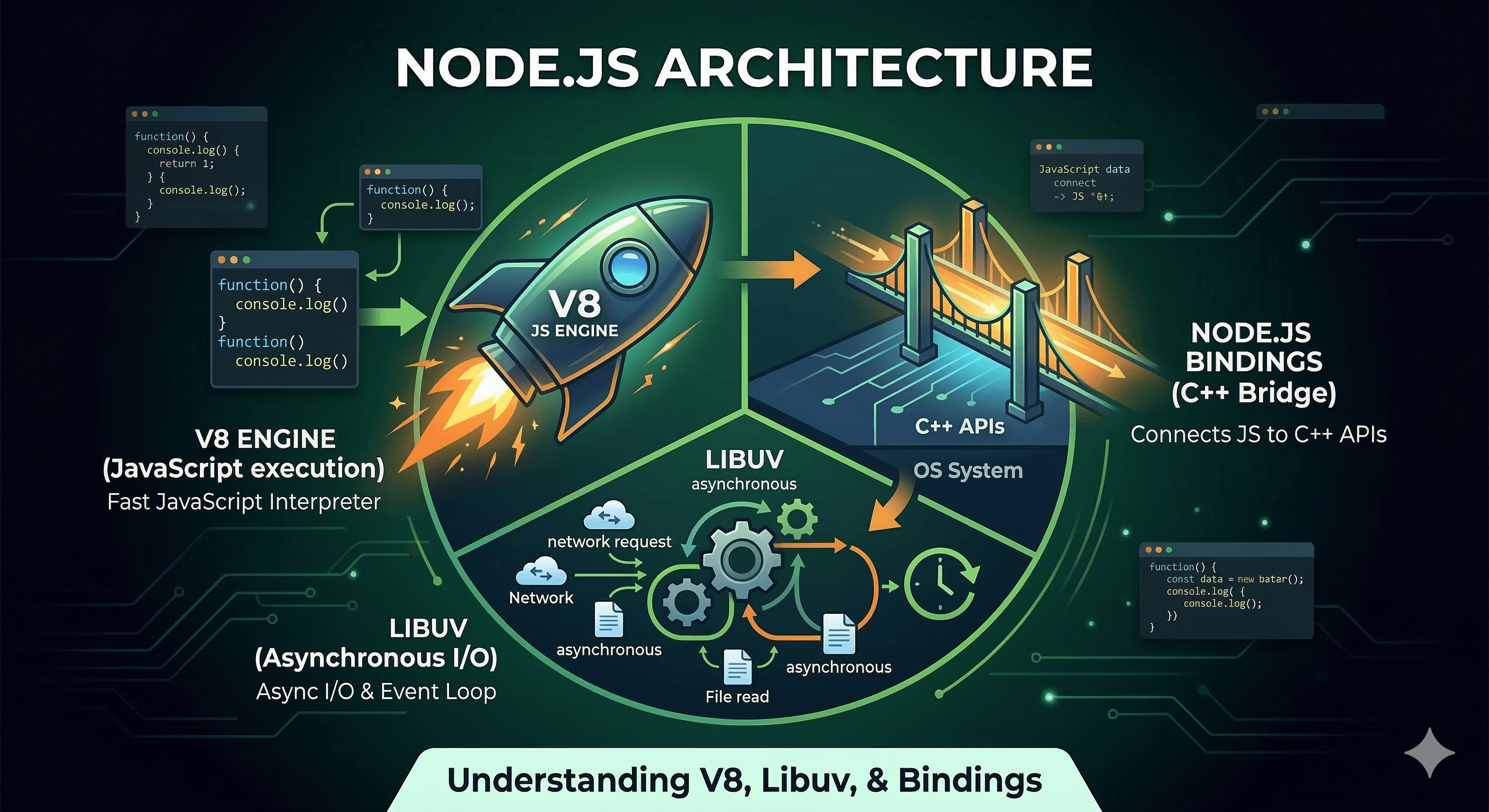 How Node.js Works Under the Hood: V8 Engine, libuv, and Node.js Bindings