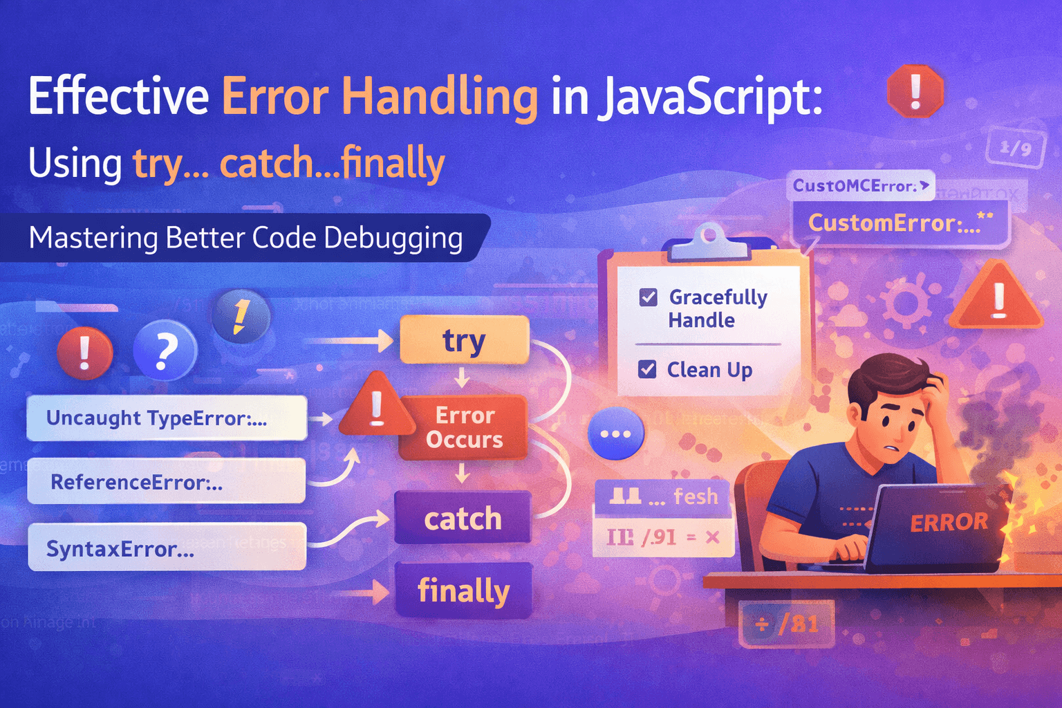 Error Handling in JavaScript: try, catch, finally, and Throwing Custom Errors